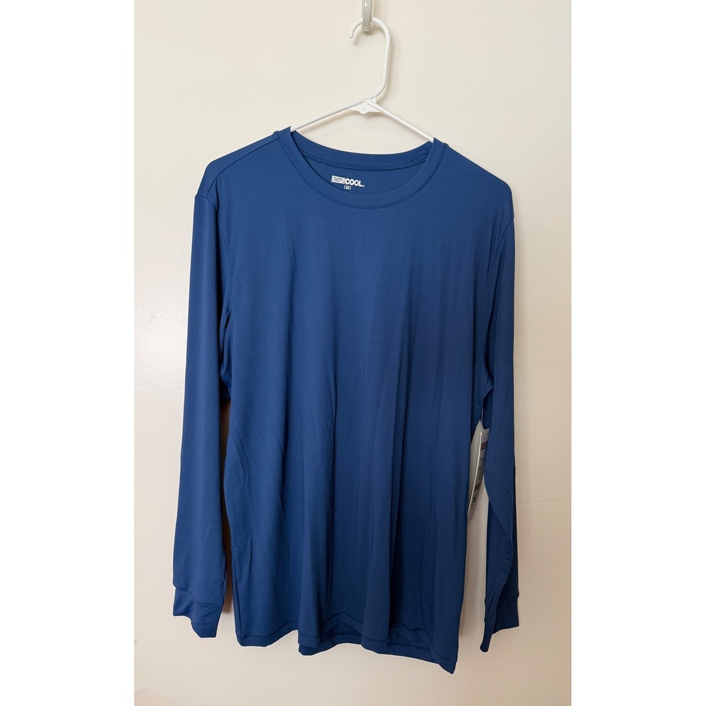 32 Degrees Cool Mens Long Sleeve Active T-Shirt Blue Blueberry L T6SM2629RT-MIB